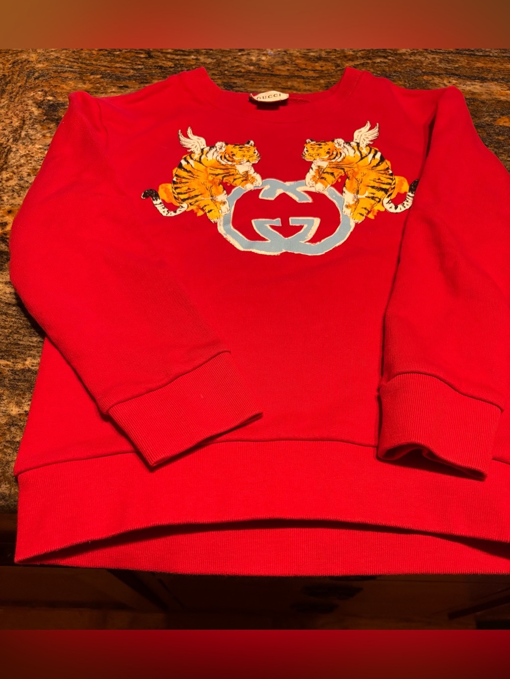 Kids Gucci Red Sweatshirt with Twin Tiger & Interlocking GG Motif 8-10 year old
